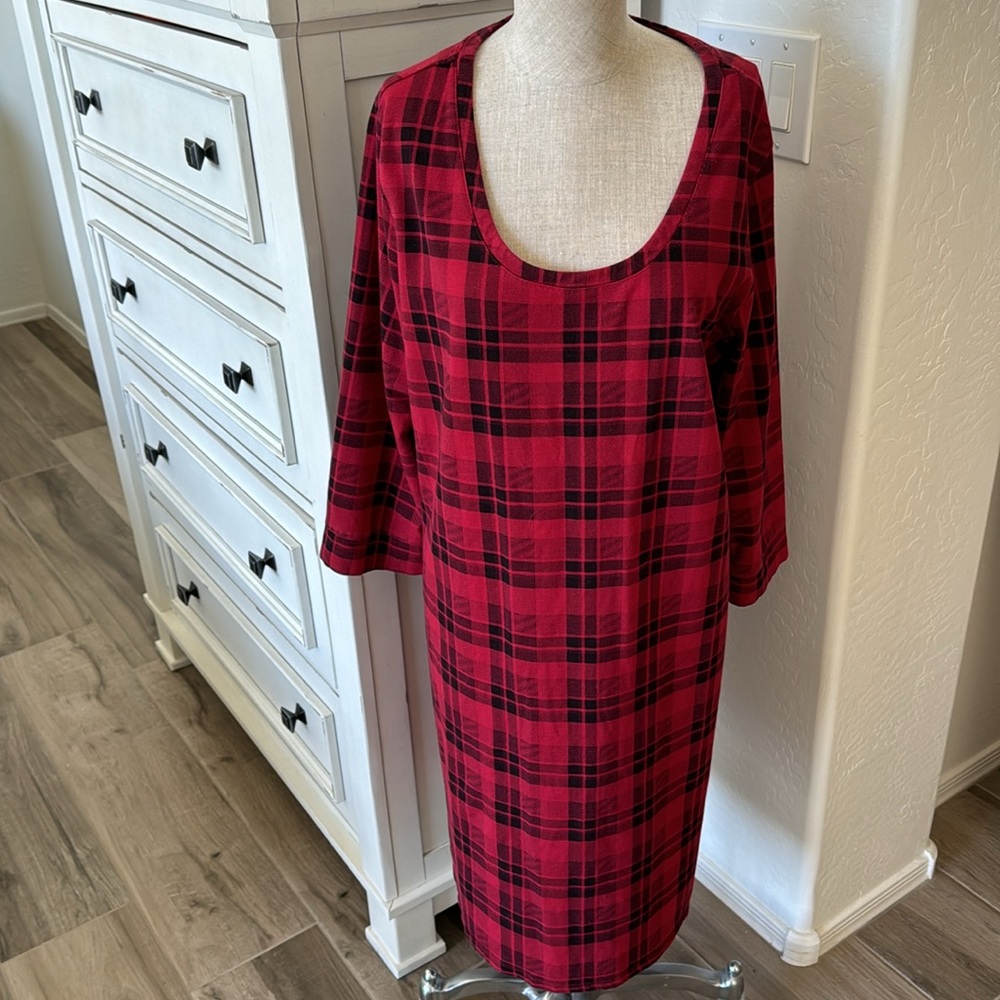 Soma XL Embraceable plaid holiday check nightgown